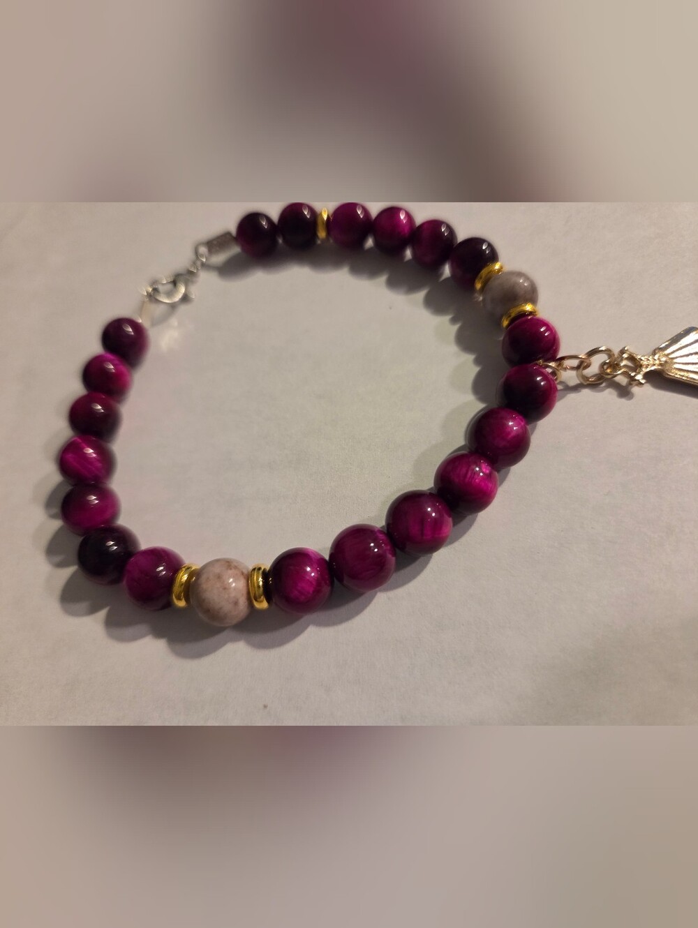 Women's Purple Beaded Bracelet with Gold Accents